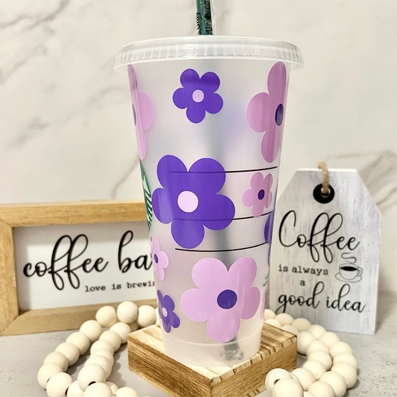 💜Lilac and Purple Retro Daisy Starbucks Cup💜 - Picture 2 of 4